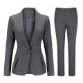Pikkukuva 1 / 5: Naisten muodollinen toimistopuku tunika kaulus yksivärinen slim fit kaksiosainen puku laskostettu bleiseri ja housut Gray 2XL