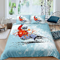 Miniatyrbild 1 av 5: Skidåkning Kung Drottning Påslakan Ungdomar Extremsport Spel Sängkläder Set Skidstavar Snowboard Täcke Örngott Polyester Quilt Örngott