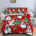 Miniatyrbilde 4 av 5: Julesengetøy 3D Julenissen Dynetrekk King Queen Single Double Barn Ingen Laken 2/3 stk Polyester Dynetrekk