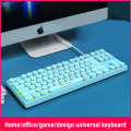 Miniatyrbillede 3 af 5: K87 Taster Punk Film Gaming Tastatur Kablet USB-port til Regnbue Lys Skrivebord Laptop White