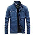 Pikkukuva 1 / 2: Miesten pystykauluksinen paksuuntettu vapaa-ajan nahkatakki Dark Blue XXL