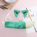 Miniatyrbilde 3 av 3: Fuskepels Kattunge Ulveører Hårbøyle Lang Hale Sett Godterifarge Anime Utkledning Dyre Cosplay Kostyme Halloween Festrekvisitter