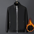 Miniatyrbillede 1 af 2: Vinter Business Jakker Mænd Vindjakker Tyk Fleece Herre Stand Collar Bomber Jakker Casual Ensfarvet Varme Frakker Mænd M