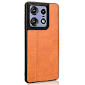 Miniatyrbild 2 av 5: Kompatibelt Skal för Motorola Edge 50 Pro 5G, Texturerat Läder av Kohud + TPU + PC Telefonskal Orange