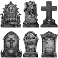 Miniatyrbild 1 av 5: Halloween Dekorativa Utomhus Gravstenar för Kyrkogård: 6 st Stora Gravstenar Halloween Dekorativ Trädgårdsskylt med Pinnar, 40 cm