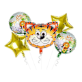 Miniatyrbilde 3 av 5: 5 stk. Jungeldyr Tiger Løve Ape Zebra Giraff Ku Luft Helium Ballong Barn S monkey set