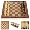 Miniatyrbilde 4 av 5: Sammenleggbart 3 i 1 sjakk backgammon trebrett sammenleggbart brettspill 34x34cm