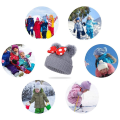Miniatyrbillede 4 af 4: Småbørnshat Vinter Dobbelt Pom Pom Strikket Hue grey