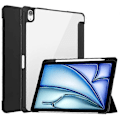 Miniatyrbild 1 av 5: Kompatibelt Skal för iPad Air 11 (2024) Transparent Fodral PU Läder Auto Wake Sleep Skyddande Fodral med Pennhållare Black