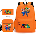 Miniatyrbild 1 av 5: Super Mario 3 st/set Barnryggsäck Pojkar Skolväska Tillbaka till Skolan Present Orange 16 Inches