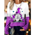 Miniatyrbilde 1 av 5: Ny dame T-skjorte Juletre Print T-skjorter Topper Langermet Casual Topper Mote Rund Hals Normal Passform Y2K Klær For Jenter CTZH231026SDB38 3XL