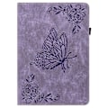 Miniatyrbild 5 av 5: Kompatibelt Fodral för Lenovo Tab K11 Plus Fjäril Blomma Tryck PU Läder Tablet Skydd med Kortfack Purple
