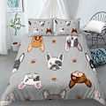 Miniatyrbild 5 av 5: Tecknad Hund Kung Drottning Påslakan Sött Husdjur Valpmönster Sängkläder Set För Barn Flickor Familj Djur 2/3st Polyester Täcke