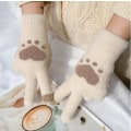 Miniatyrbilde 5 av 5: Søte hjertehansker for kvinner, fluffy plysj-hansker for vinteren beige 2