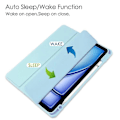 Miniatyrbild 5 av 5: Kompatibelt Skal för iPad Air 11 (2024) Transparent Fodral PU Läder Auto Wake Sleep Skyddande Fodral med Pennhållare LightBlue