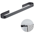 Miniatyrbillede 2 af 5: Håndklædeholder, håndklædestang, håndklædering, selvklæbende, sort aluminium 50 cm