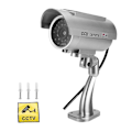 Miniatyrbild 2 av 5: Simuleringskamera med Solenergi för Utomhusövervakning - Falskt Kamera Dummy Cam med LED-Ljus Silver