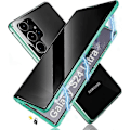 Miniatyrbild 1 av 5: Magnetiskt integritetsskal för Samsung Galaxy S24 Ultra/S24 Plus/S24 med säkerhetslås, magnetiskt dubbelsidigt härdat glasskal, stöder trådlös laddning Green S24 Plus