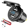 Miniatyrbillede 2 af 5: 12V USB-udtag, vandtæt 12V/24V 24W 4.8A dobbelt USB-oplader stik strømudtag adapter med LED V