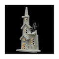 Miniatyrbilde 2 av 5: Julelandsby i tre med LED-kirke, lyshus, snøscene, julepynt til jul D