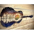 Miniatyrbild 5 av 5: Juldekorationer Gitarr Solnedgångsreflektion - Metall Väggkonst Heminredning Gåva Metall Färgrik Q
