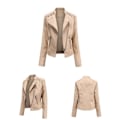 Miniatyrbilde 2 av 4: Skinnjakke for kvinner, avslappet med glidelås, tilgjengelig i 12 farger Khaki XL