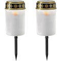 Miniatyrbilde 1 av 5: Solcelle gravlys med automatisk av/på, realistisk flimrende LED-lys for minnesmerker 2 X D-white With Ground Spike