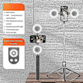 Miniatyrbillede 3 af 5: R17DS 1,75 m Bærbar Bluetooth Selfie Stick Udtrækkeligt Tripod Telefonstativ med Dobbelte Udfyldningslys 360 Black