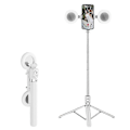 Miniatyrbillede 1 af 5: R17DS 1,75 m Bærbar Bluetooth Selfie Stick Udtrækkeligt Tripod Telefonstativ med Dobbelte Udfyldningslys 360 White