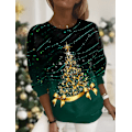 Miniatyrbild 1 av 5: Ny Dam T-shirt Julgran Tryck T-shirts Toppar Långärmad Casual Toppar Mode Rund Hals Normal Passform Y2K Kläder För Tjejer CTZH231026SDB25 M