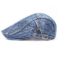 Miniatyrbilde 3 av 5: 2-pakning Denim Beret Herre Caps Retro Casual Hatter Diagonale Stripete Caps