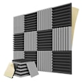 Miniatyrbild 1 av 5: 12-pack Ljudisolerande Skumpaneler med Självhäftande, 1x12x12 Tum Akustiska Ljudisolerade Väggpaneler för Spel