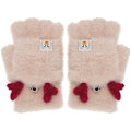 Miniatyrbilde 1 av 5: Flip Plush Hansker for Kvinner Faux Fur Halvfingerhansker Fingerløse Hansker Votter Utendørs Håndbeskyttelse For Barn Jenter (beige)