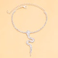 Miniatyrbillede 2 af 5: Stonefans Glitrende Rhinestone Slange Vedhæng Ankelkæde Dame Boho Strand Kurve Ankelkæde Silver Plated