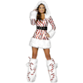 Miniatyrbilde 2 av 5: 3 stk/sett Dame Jul Hettekjole Vinter Fløyel Stripet Fru Claus Santa Cosplay Kostyme Juleferie Fest Fancy Kjole L