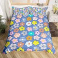 Miniatyrbild 3 av 5: Groovy Daisy Sängkläder Set King Queen Size Retro Blomma Påslakanset Psykedelisk Blommig Täcke Örngott Mikrofiber Quilt Överdrag
