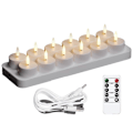 Miniatyrbillede 1 af 5: Genopladelige fyrfadslys, 12 stk. genopladelige lys