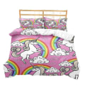 Pikkukuva 1 / 2: Sarjakuvatyylinen yksisarvinen - kolmiosainen pussilakanasetti, harjattu kaksiosainen setti Q style 1 228*228three-piecesuit