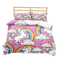 Pikkukuva 1 / 2: Sarjakuvatyylinen yksisarvinen - kolmiosainen pussilakanasetti, harjattu kaksiosainen setti Q style 1 240*220three-piecesuit