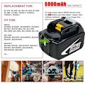 Miniatyrbillede 2 af 5: 6.0 Ah Erstatningsbatterier til Makita 18 V, Kompatibel med Makita 18 V Batteriværktøj Erstatning for Makita Batteri
