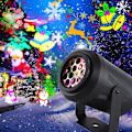 Miniatyrbilde 1 av 4: 16 Mønster LED Snøfnugg Projektorlys Juleprojeksjon Vanntett Utendørs Lampe Snø Spotlight For Julebord US plug