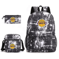 Miniatyrbilde 5 av 5: Tredelt Skolesekk Lakers Trykt Blyantveske Skulderveske Lightning black Three piece set