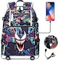 Miniatyrbillede 1 af 4: Venom Fashion Printet USB Ungdoms Skoletaske (1-4) Color-11