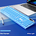 Miniatyrbild 1 av 5: Retro Punk Rund Keycap Gaming Tangentbord Kabelanslutet RGB Bakgrundsbelyst tangentbord USB Bakgrundsbelyst Tangentbord med 104 tangenter blue