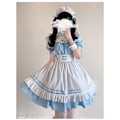 Pikkukuva 3 / 5: 2022 Musta Söpö Lolita-piikatytön asu Tytöt Naiset Ihana Piika Cosplay-asu Animaatioesitys Japanilainen asu Mekko Vaatteet red wine M
