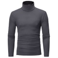 Miniatyrbillede 3 af 5: Rullekrave til mænd Ensfarvet Slim Elastisk Tynd Pullover Forår Efterår Undertøj Rullekrave Mænd Strik Bluse Base T-shirt Top Gray 3 L