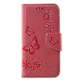 Miniatyrbillede 2 af 5: Sommerfugleblomster Præget PU Læder Wallet Case Stand Kompatibel Med Samsung Galaxy S8 Pink