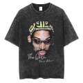 Miniatyrbilde 1 av 5: Dennis Rodman Grafisk T-skjorte Oversized Sommer Herreklær Bomull Mote Hip Hop Street Kortermet T-skjorte J297C-Black M