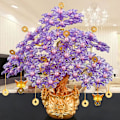 Pikkukuva 2 / 2: Raha Puut Feng Shui Vauraus Raha Sitriini Keltainen Bonsai Jalokivi Reiki Akryyli A2