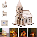 Miniatyrbilde 2 av 2: Ny Rustikk LED Trekirke - DIY Tre Julelandsby Scene - Opplyste Juledekorasjoner 2020 - Perfekt For Juleverksted - Med Vil